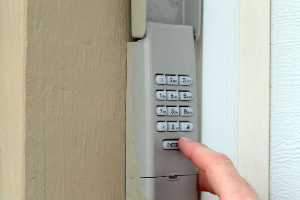 Garage door keypad on a home for security