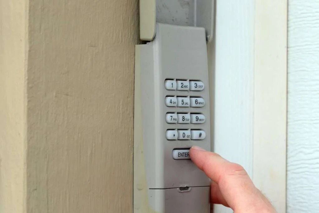 Garage door keypad on a home for security