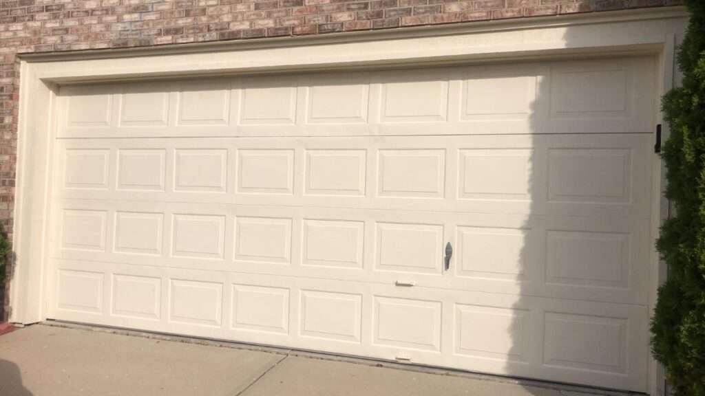 Garage door installed outside view