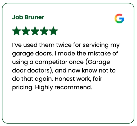 I've used them twice for servicing my garage doors. I made the mistake of using a competitor once (Garage door doctors), and now know not to do that again. Honest work, fair pricing. Highly recommend.