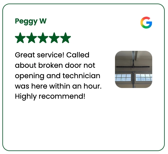 Great service! Called about broken door not opening and technician was here within an hour. Highly recommend!